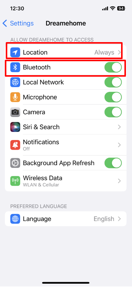 Turn on location permission and bluetooth permission for Dreame APP.png